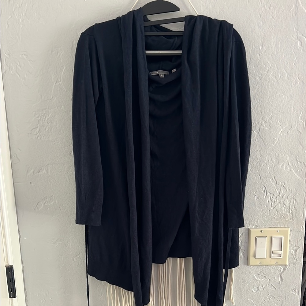 Vince Women's Navy Tie Front Cardigan Sweater